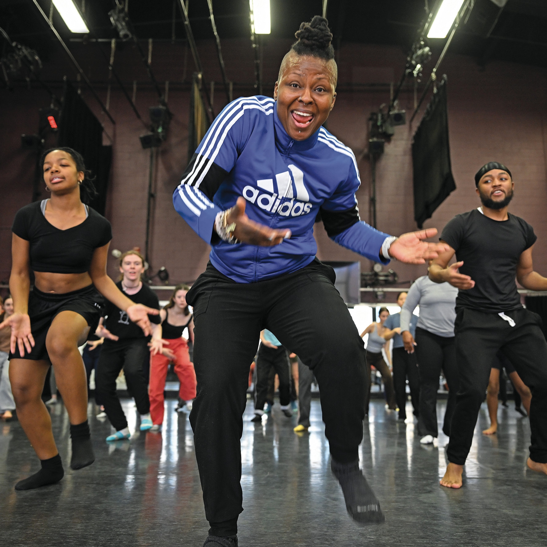 Associate Professor of Dance Shani Collins leads a West African dance workshop.