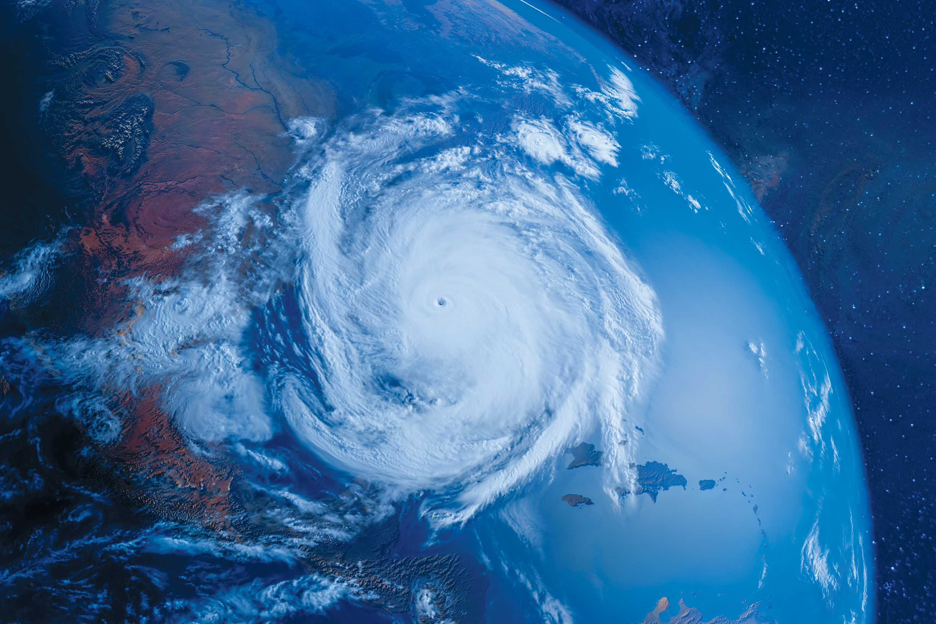 Satellite imagery of Hurricane Helene swirling over Florida.