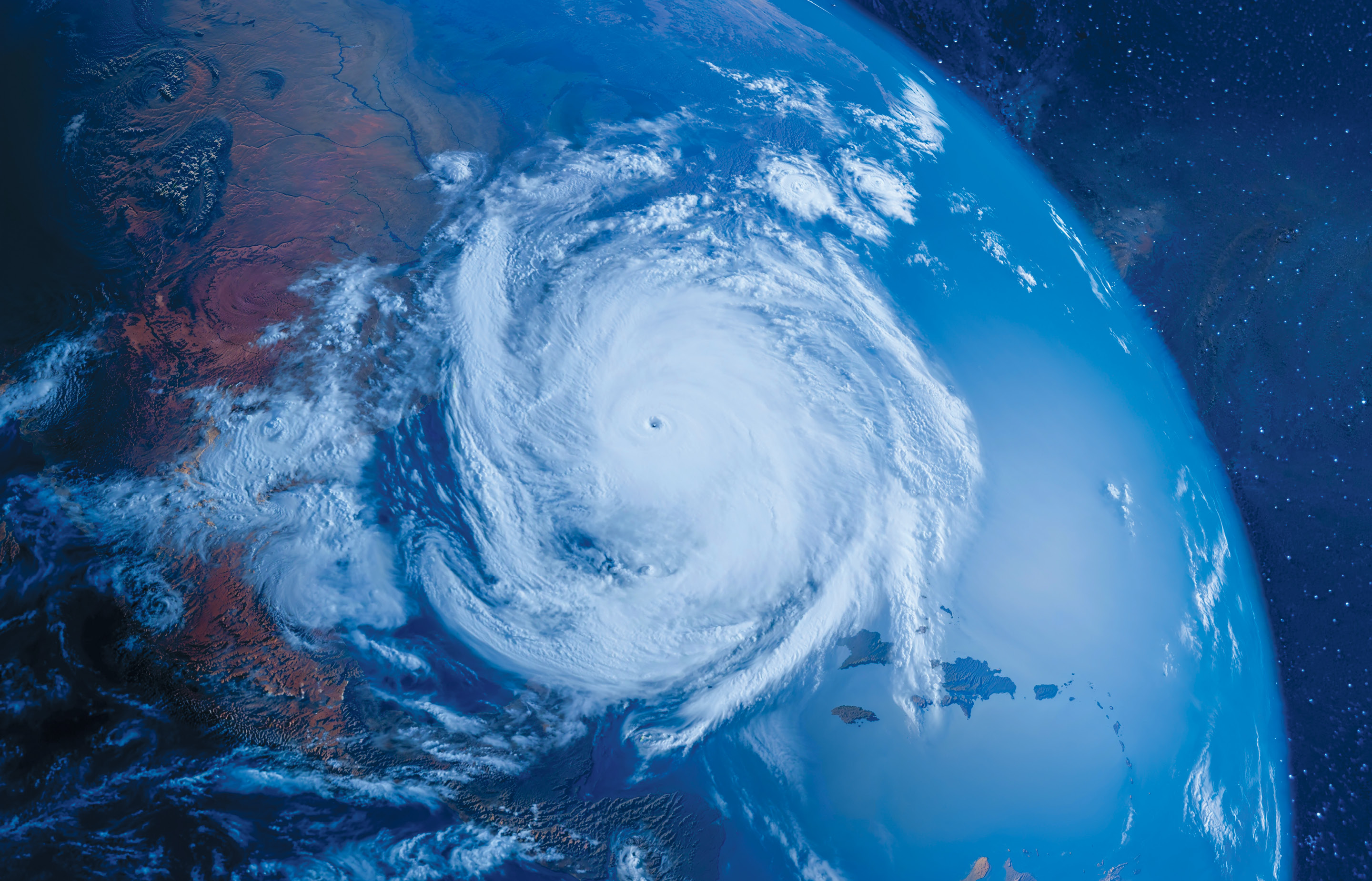 Satellite imagery of Hurricane Helene swirling over Florida.