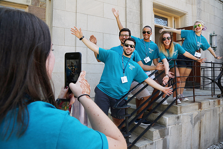 Student workers pose